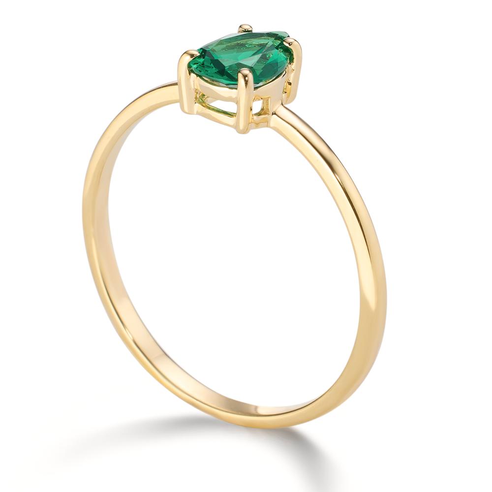 Ring 14k Yellow Gold Zirconia Green