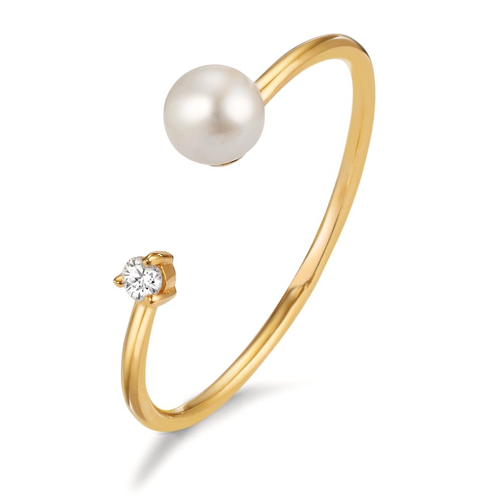 Ring 18k Yellow Gold Diamond 0.03 ct, w-si Freshwater pearl