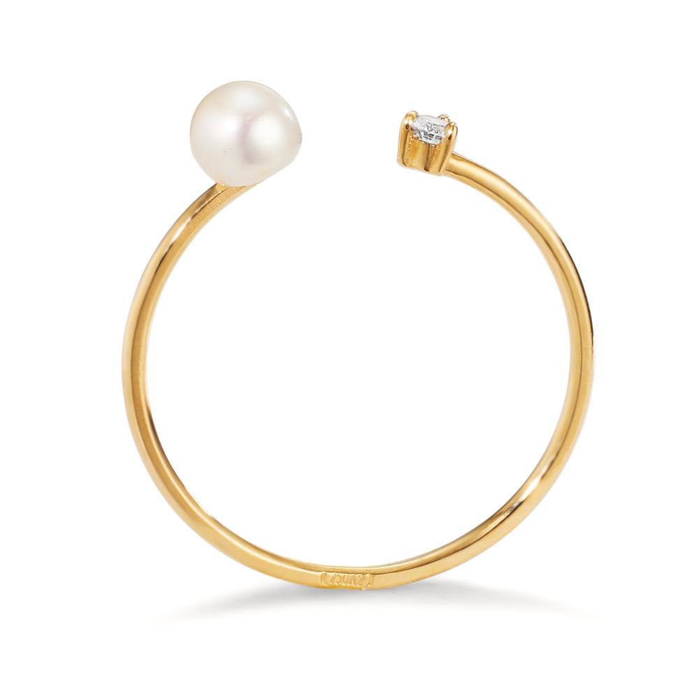 Ring 18k Yellow Gold Diamond 0.03 ct, w-si Freshwater pearl