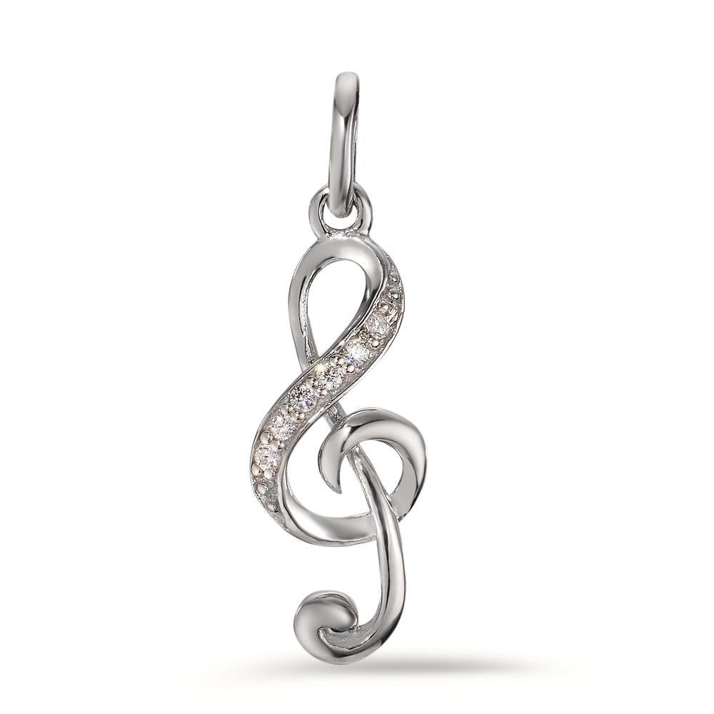 Pendant Silver Zirconia 6 Stones Rhodium plated Treble Clef