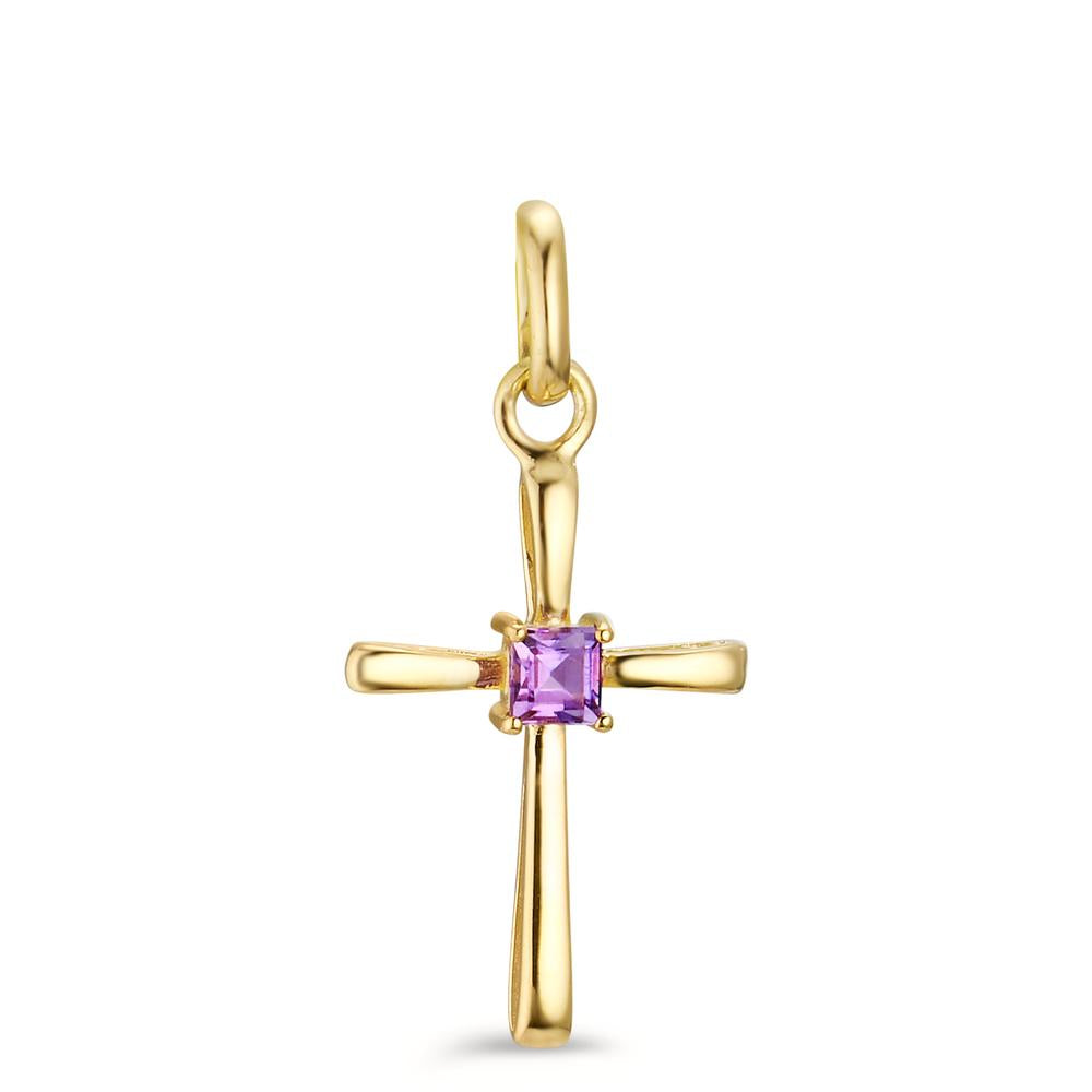 Pendant 9k Yellow Gold Amethyst Cross