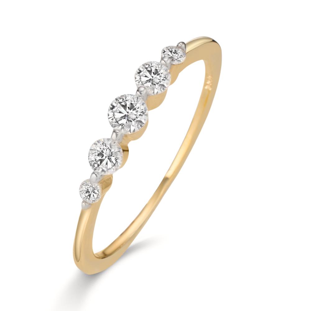 Ring 9k Yellow Gold Zirconia 5 Stones