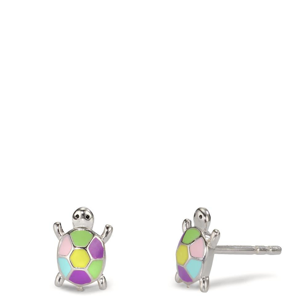 Stud earrings Silver Rhodium plated Tortoise