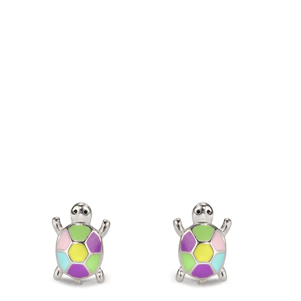 Stud earrings Silver Rhodium plated Tortoise