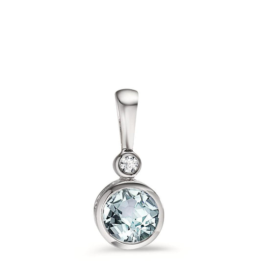 Pendant 9k White Gold Zirconia, Topaz