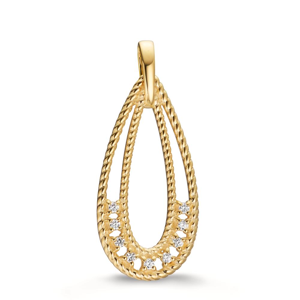 Pendant 9k Yellow Gold Zirconia 9 Stones