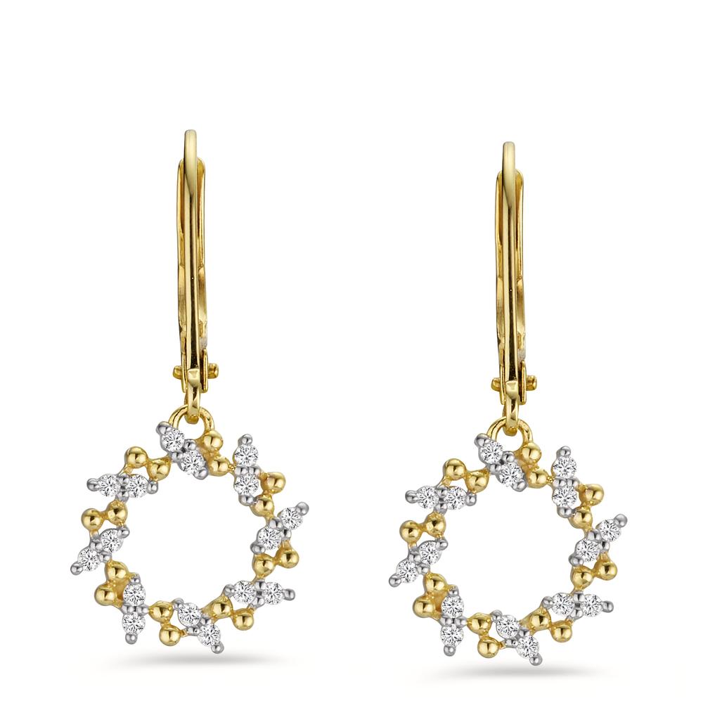 Drop Earrings 9k Yellow Gold Zirconia 32 Stones Ø10 mm