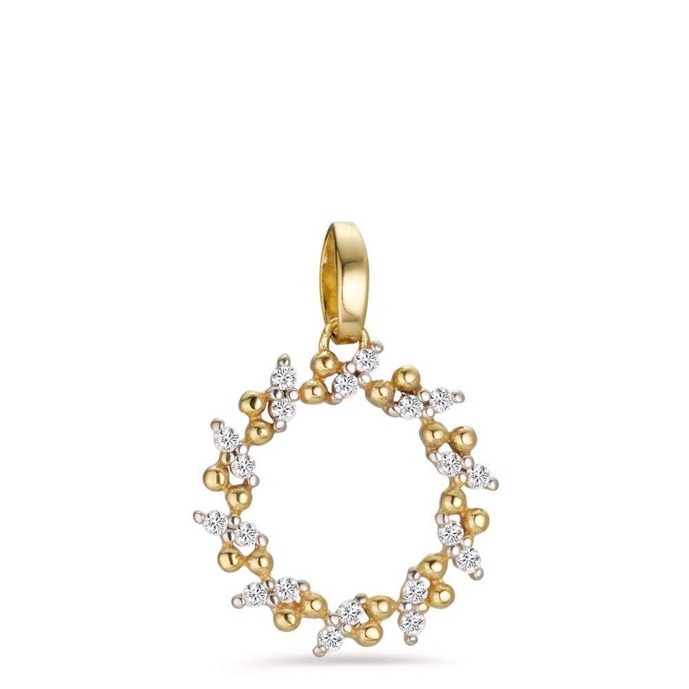 Pendant 9k Yellow Gold Zirconia 20 Stones Ø12 mm