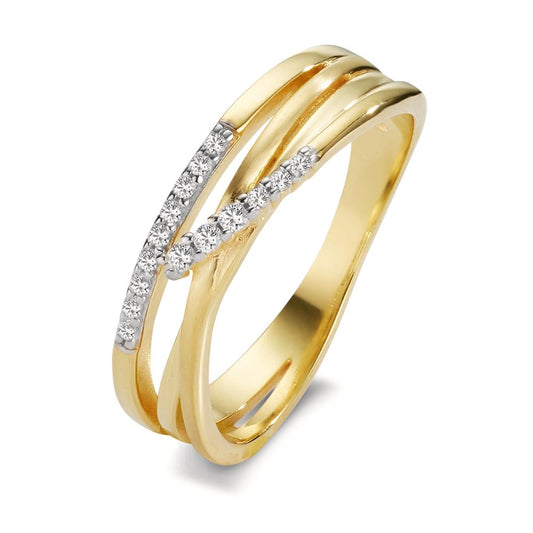 Ring 9k Yellow Gold Zirconia 15 Stones