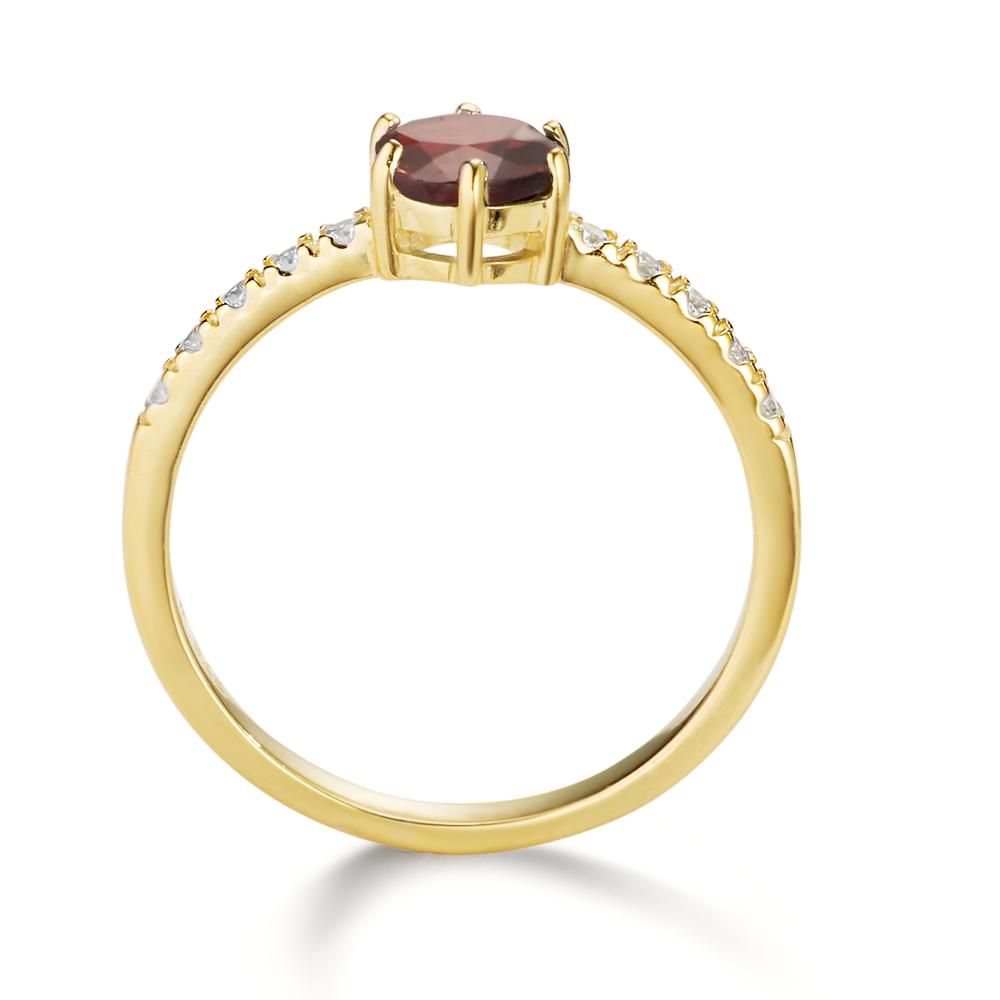 Ring 9k Yellow Gold Garnet, Zirconia 10 Stones