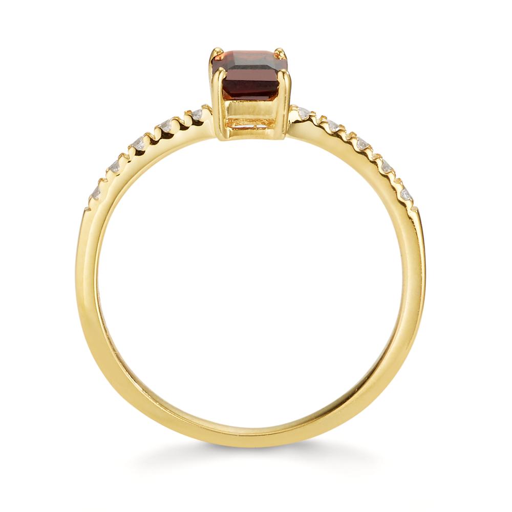 Ring 9k Yellow Gold Garnet, Zirconia 10 Stones