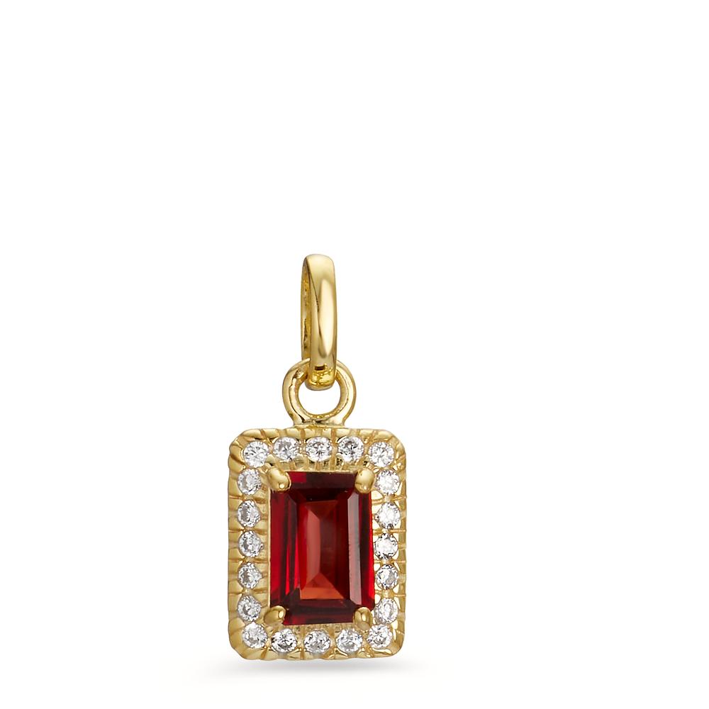 Pendant 9k Yellow Gold Garnet, Zirconia 20 Stones