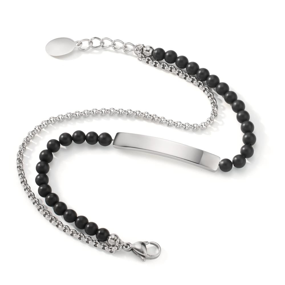 Engravable bracelet Stainless steel Agate 18-20 cm Ø4 mm