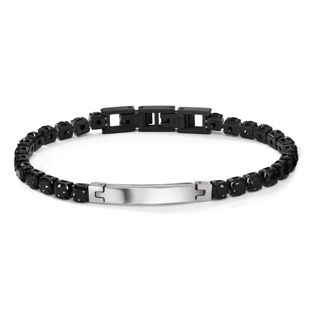 Engravable bracelet Stainless steel Zirconia Black 20-21 cm