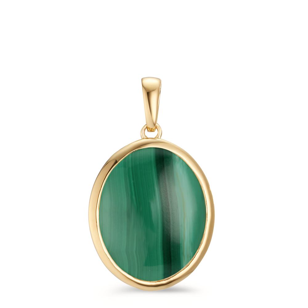 Pendant Silver Malachite Yellow Gold plated