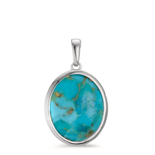 Pendant Silver Turquoise Rhodium plated