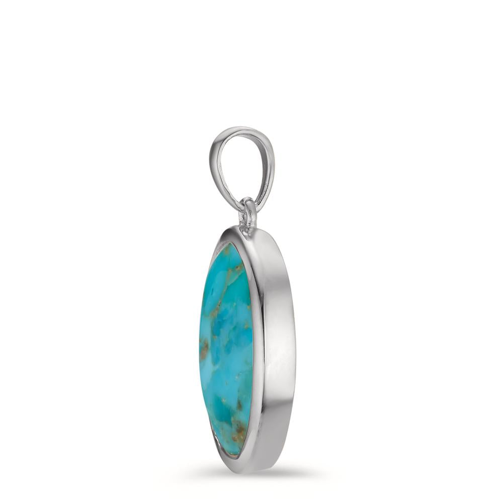 Pendant Silver Turquoise Rhodium plated