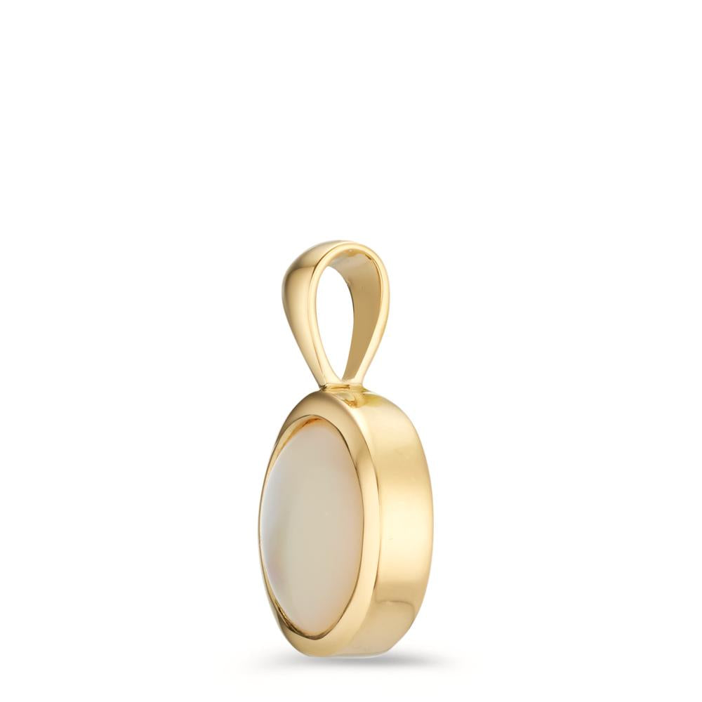 Pendant Silver Yellow Gold plated Mother of pearl Ø14.5 mm