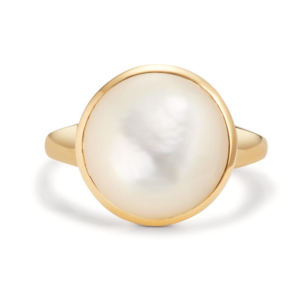 Ring Silver Yellow Gold plated Mother of pearl