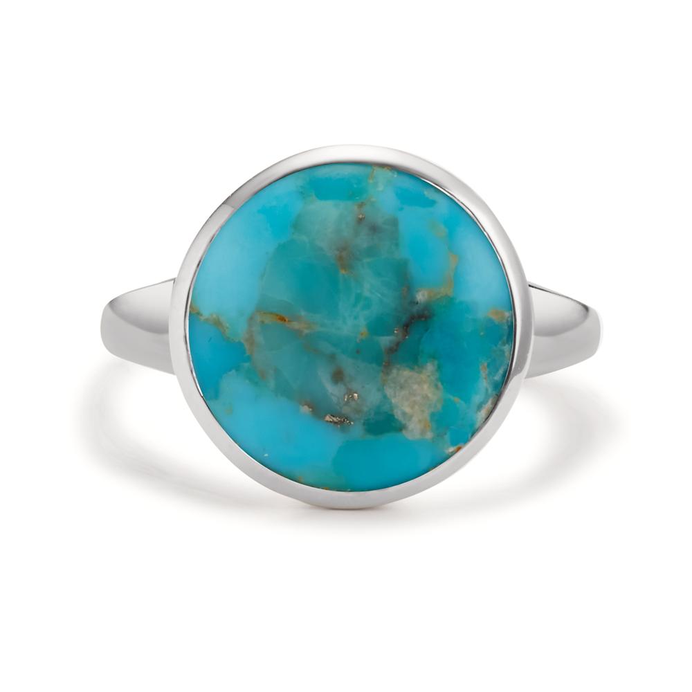 Ring Silver Turquoise Rhodium plated