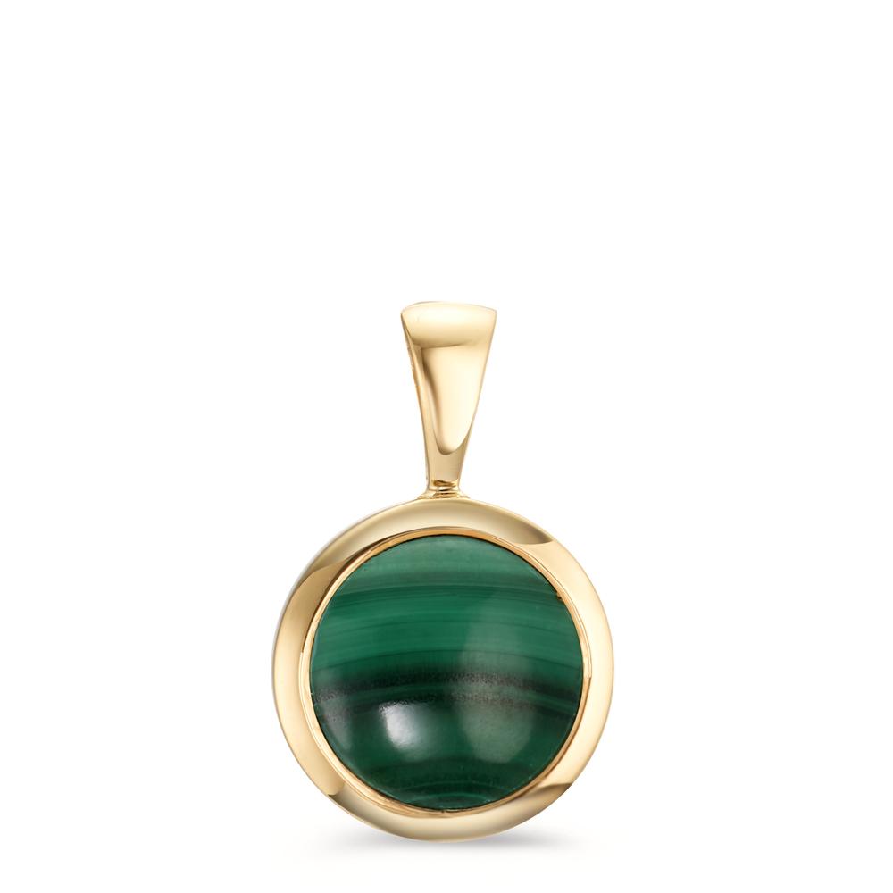 Pendant Silver Malachite Yellow Gold plated Ø14.5 mm