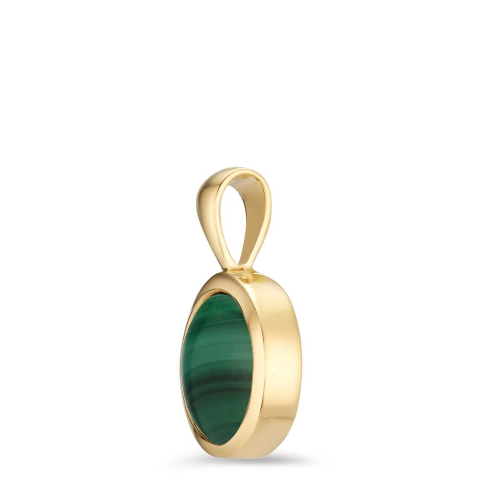 Pendant Silver Malachite Yellow Gold plated Ø14.5 mm