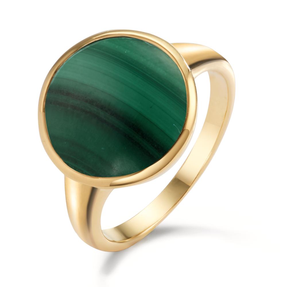 Ring Silver Malachite Yellow Gold plated