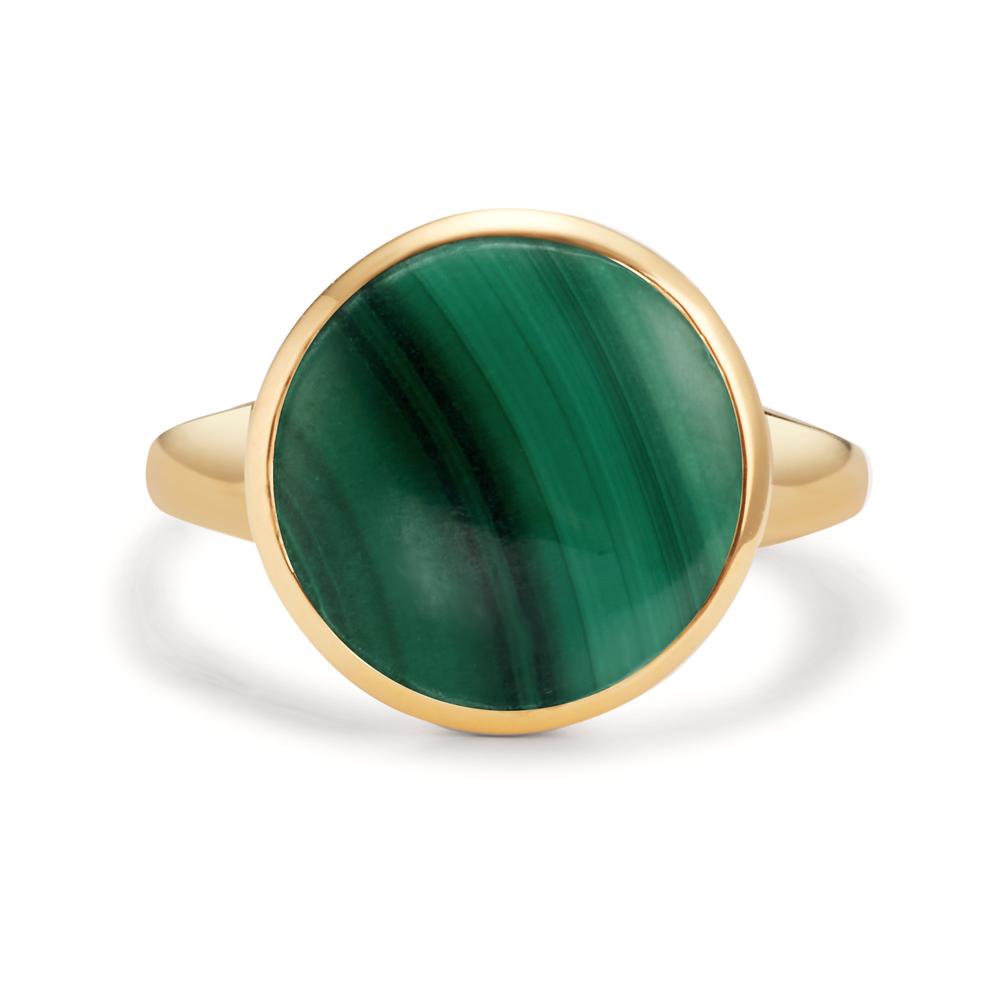 Ring Silver Malachite Yellow Gold plated