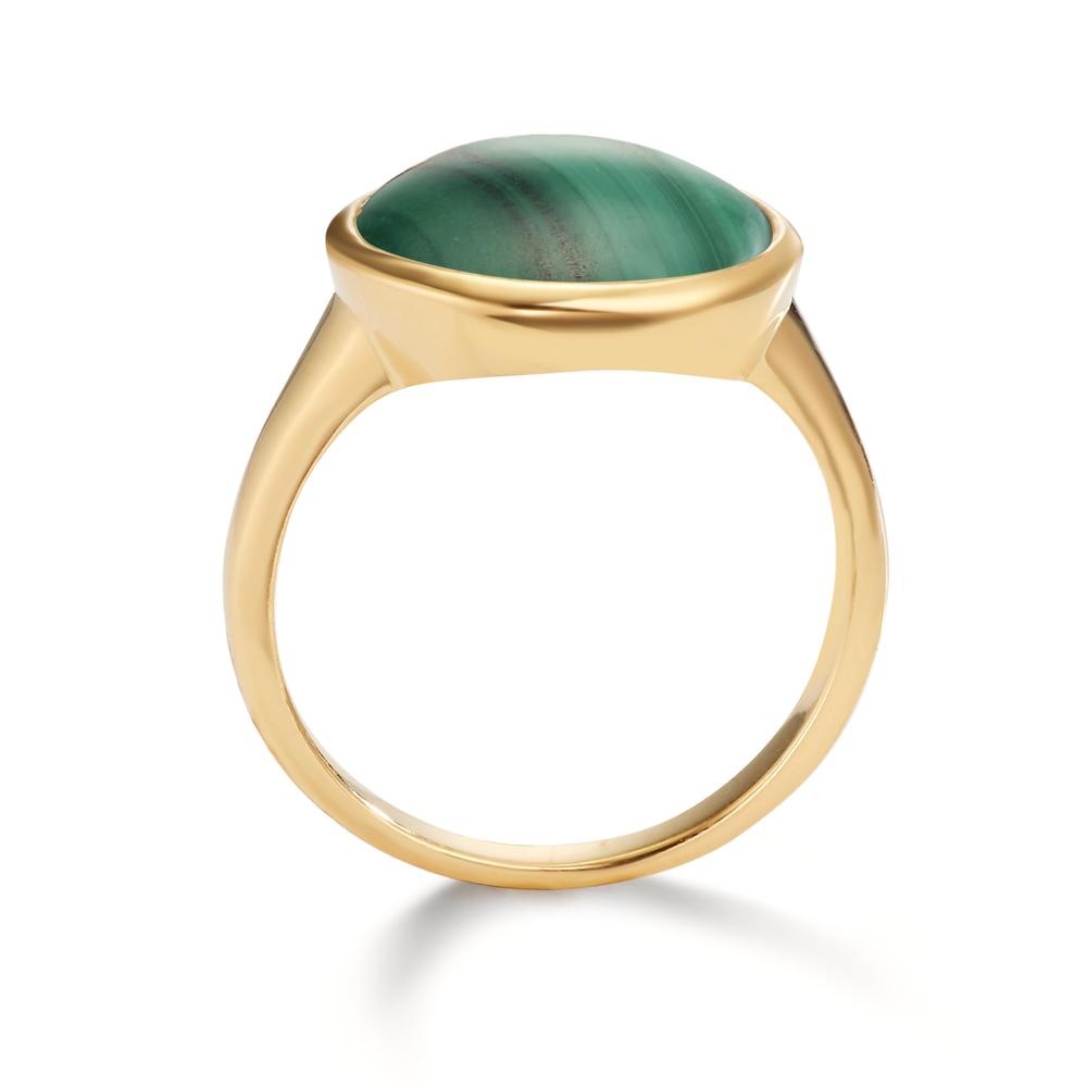 Ring Silver Malachite Yellow Gold plated