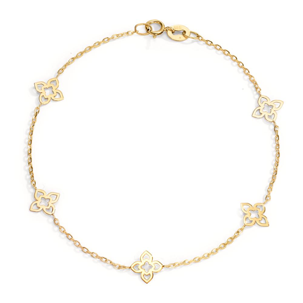 Bracelet 14k Yellow Gold Flower 18 cm