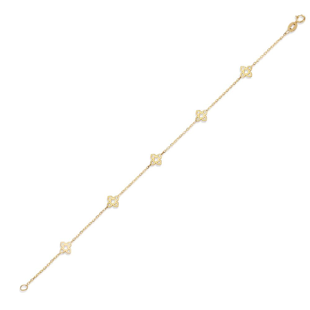 Bracelet 14k Yellow Gold Flower 18 cm