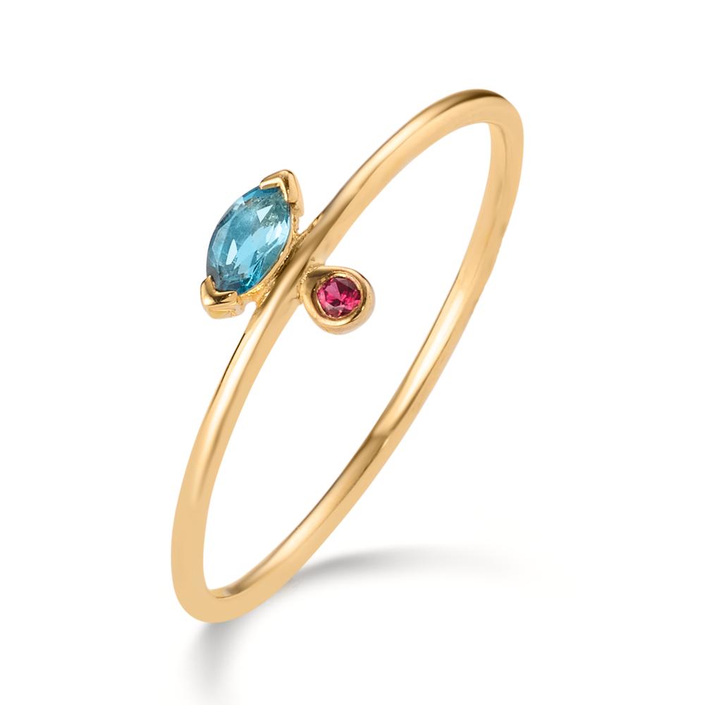 Ring 14k Yellow Gold Ruby 0.016 ct, London Blue Topaz 0.09 ct