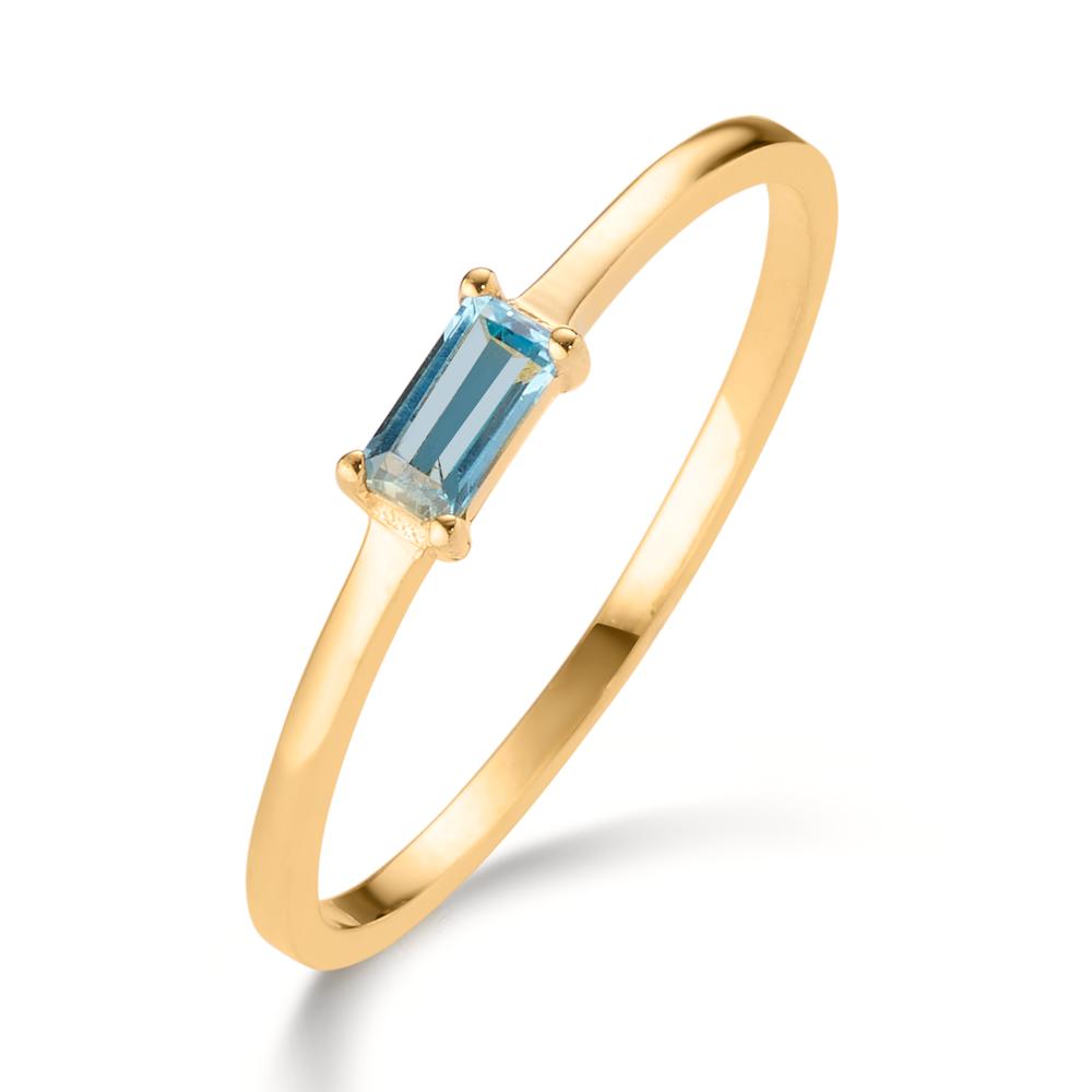 Ring 14k Yellow Gold Topaz Blue, 0.15 ct