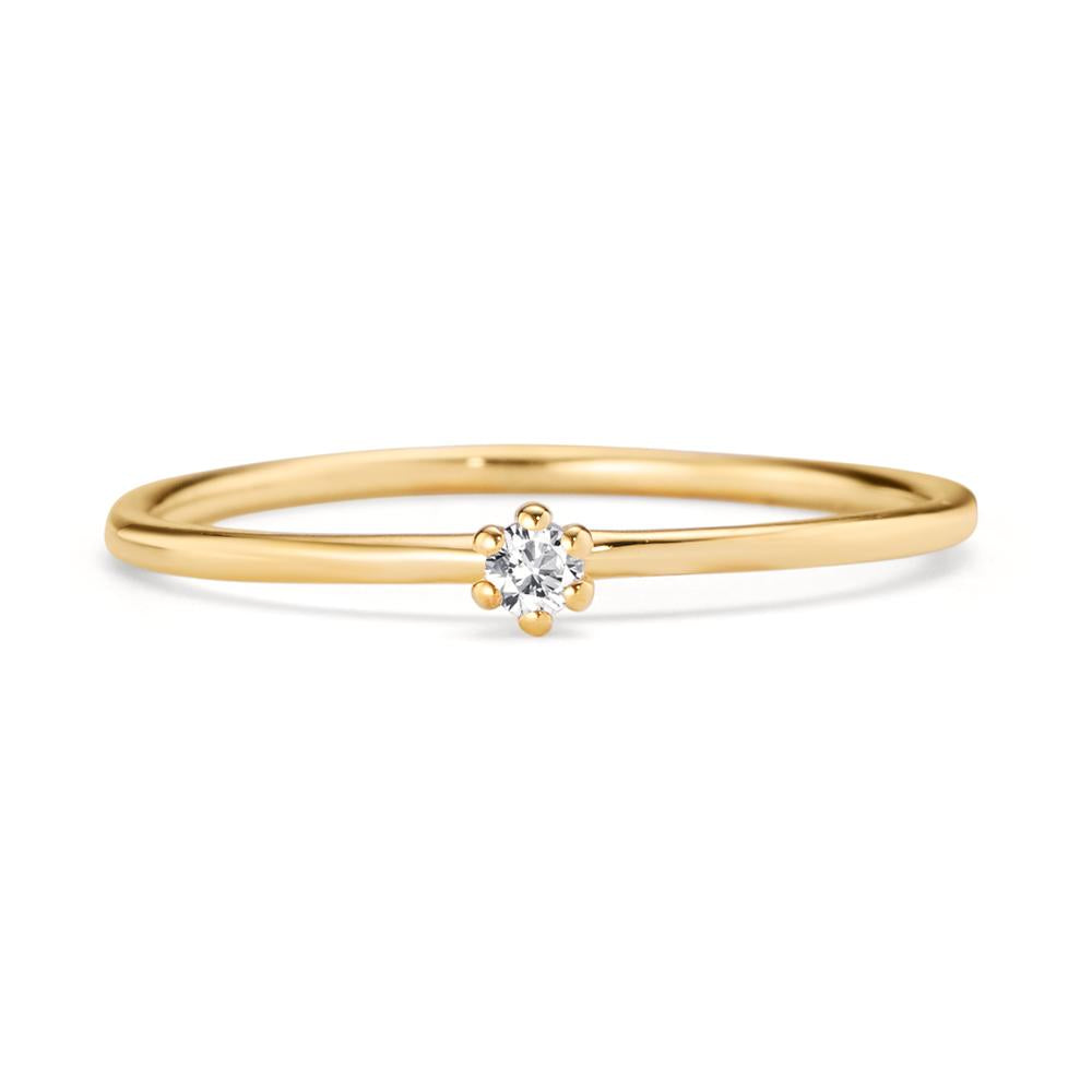 Solitaire ring 14k Yellow Gold Diamond 0.034 ct, w-si