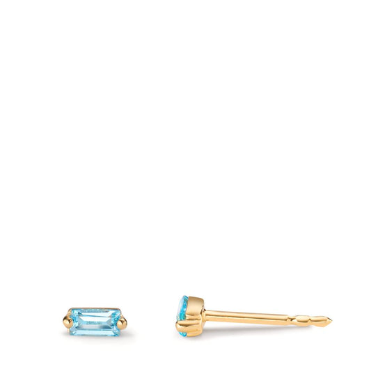 Stud earrings 14k Yellow Gold Topaz Blue, 0.30 ct, 2 Stones