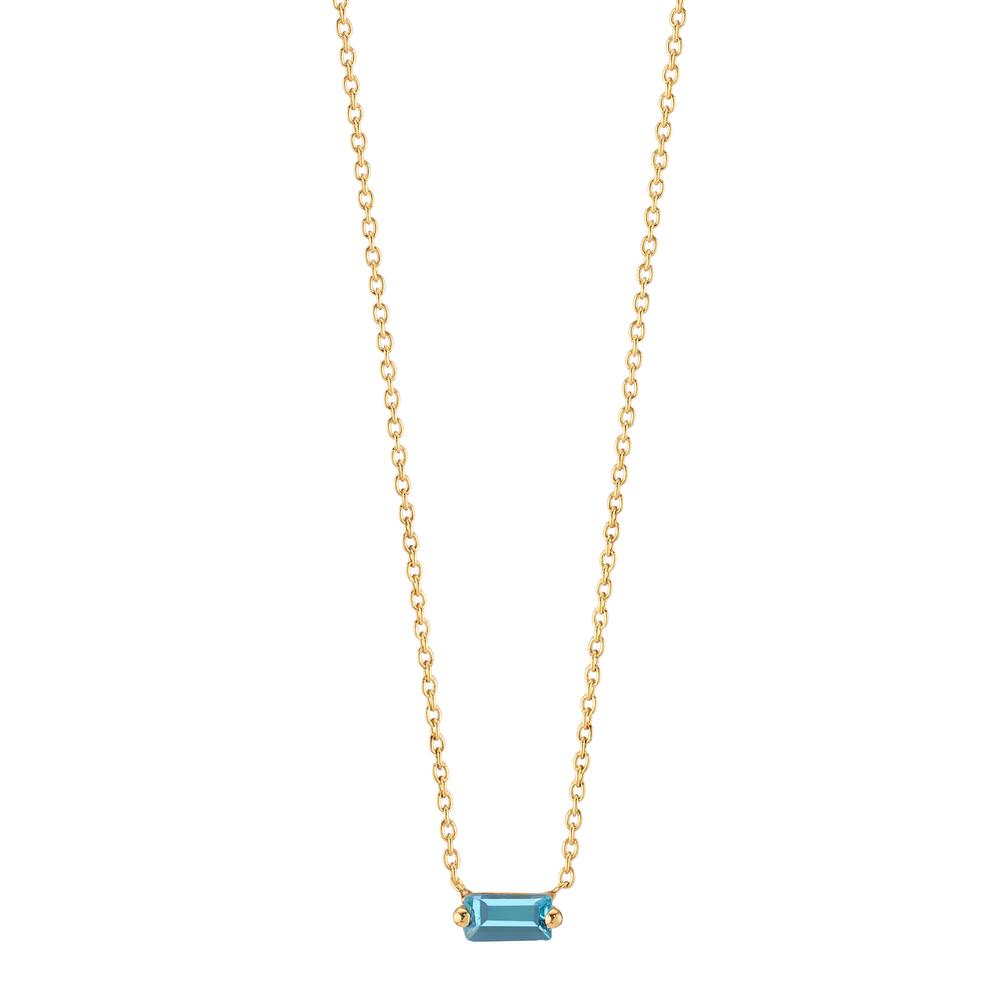 Necklace 14k Yellow Gold Topaz Blue, 0.15 ct 39-42 cm