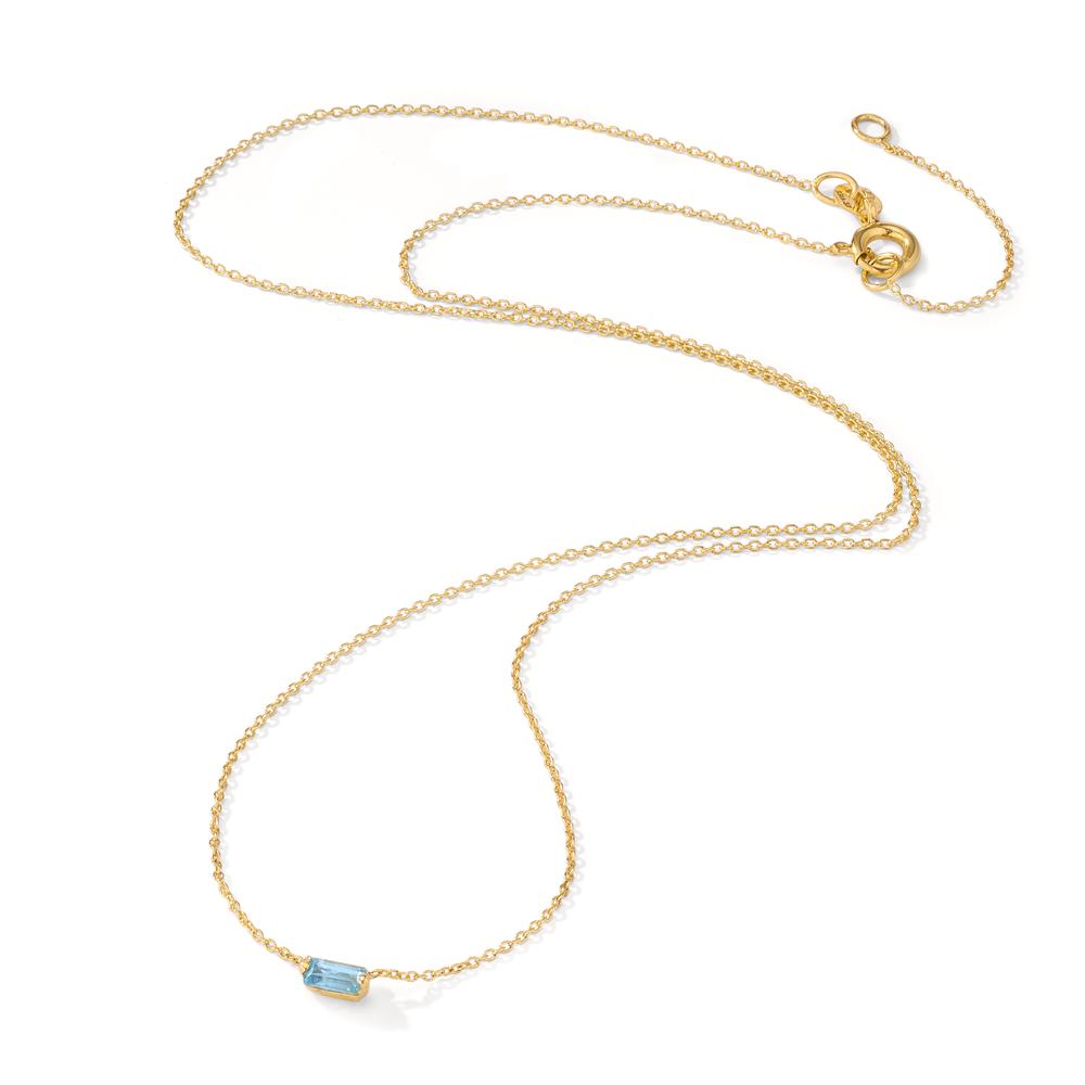 Necklace 14k Yellow Gold Topaz Blue, 0.15 ct 39-42 cm