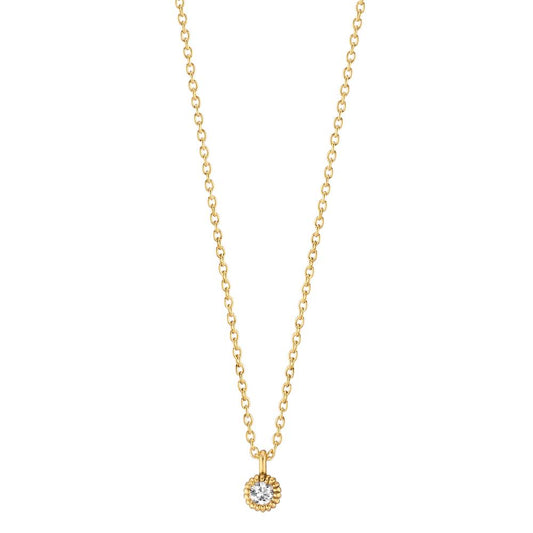 Necklace 14k Yellow Gold Diamond 0.057 ct, w-si 39-42 cm