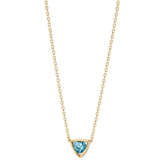 Necklace 14k Yellow Gold Topaz Blue, 0.14 ct 39-42 cm