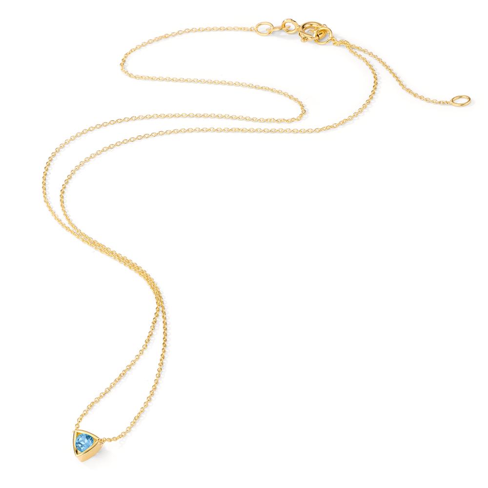 Necklace 14k Yellow Gold Topaz Blue, 0.14 ct 39-42 cm