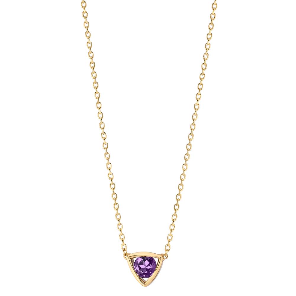 Necklace 14k Yellow Gold Amethyst 0.11 ct 39-42 cm