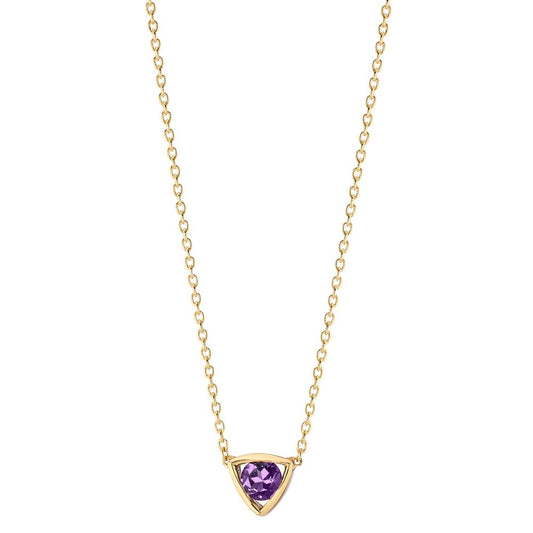 Necklace 14k Yellow Gold Amethyst 0.11 ct 39-42 cm