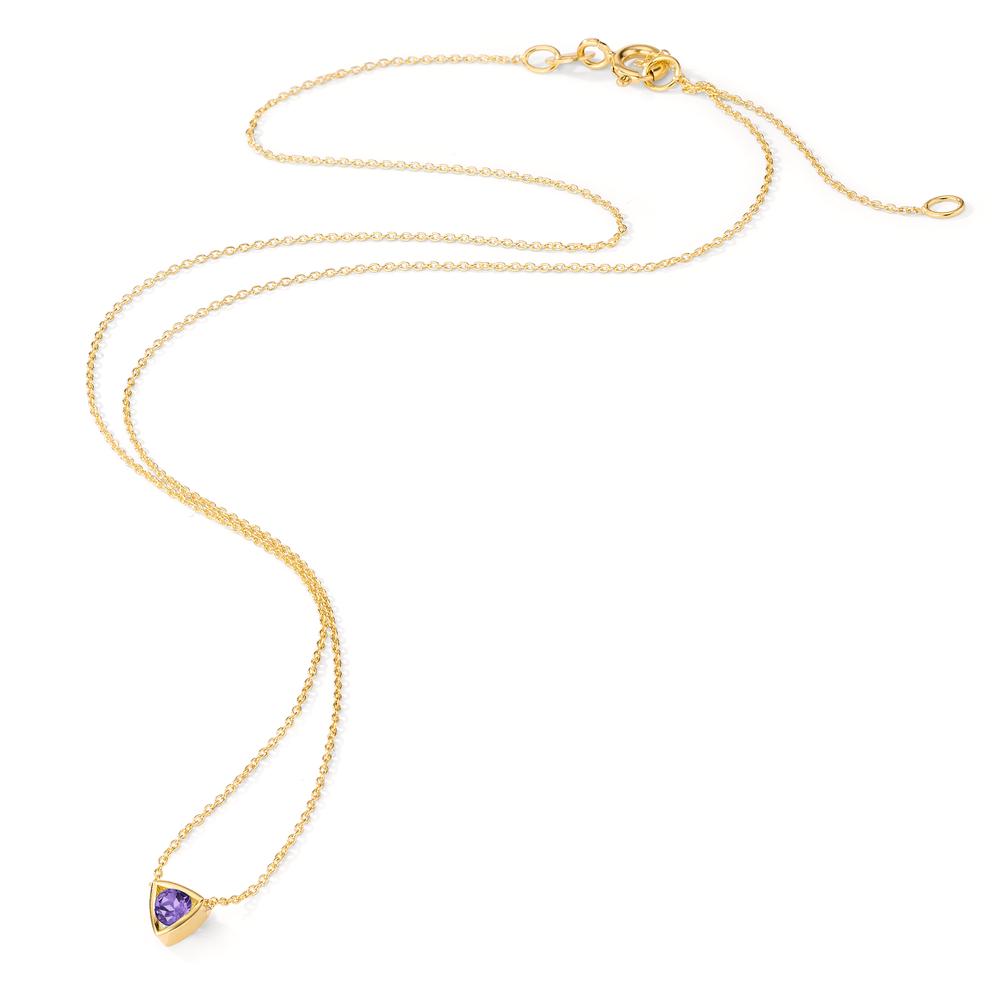 Necklace 14k Yellow Gold Amethyst 0.11 ct 39-42 cm