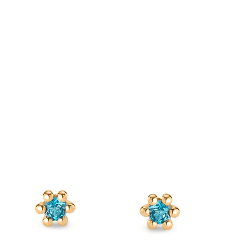 Stud earrings 14k Yellow Gold London Blue Topaz 0.28 ct, 2 Stones Ø4.5 mm