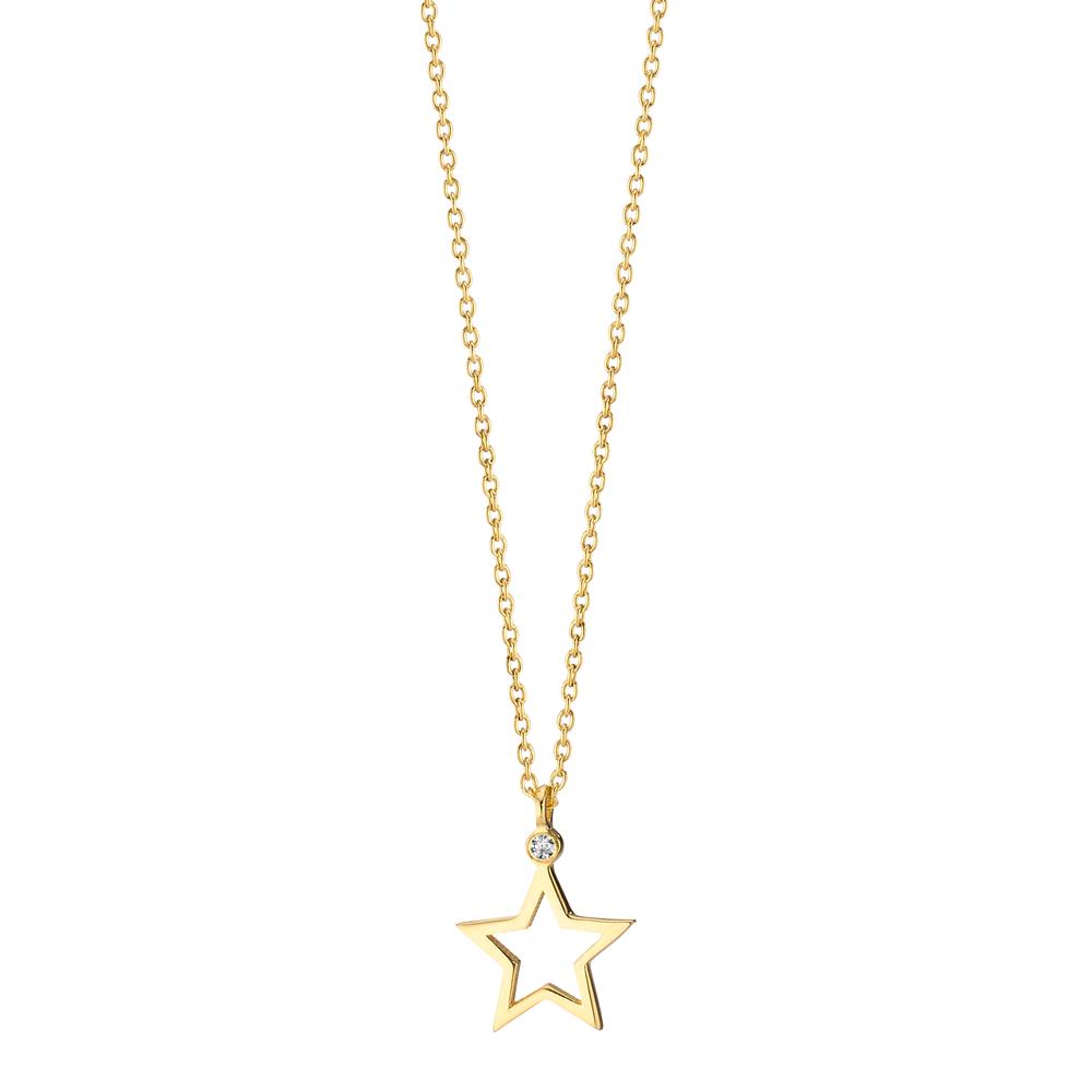 Necklace 14k Yellow Gold Diamond 0.006 ct, w-si Star 39-42 cm