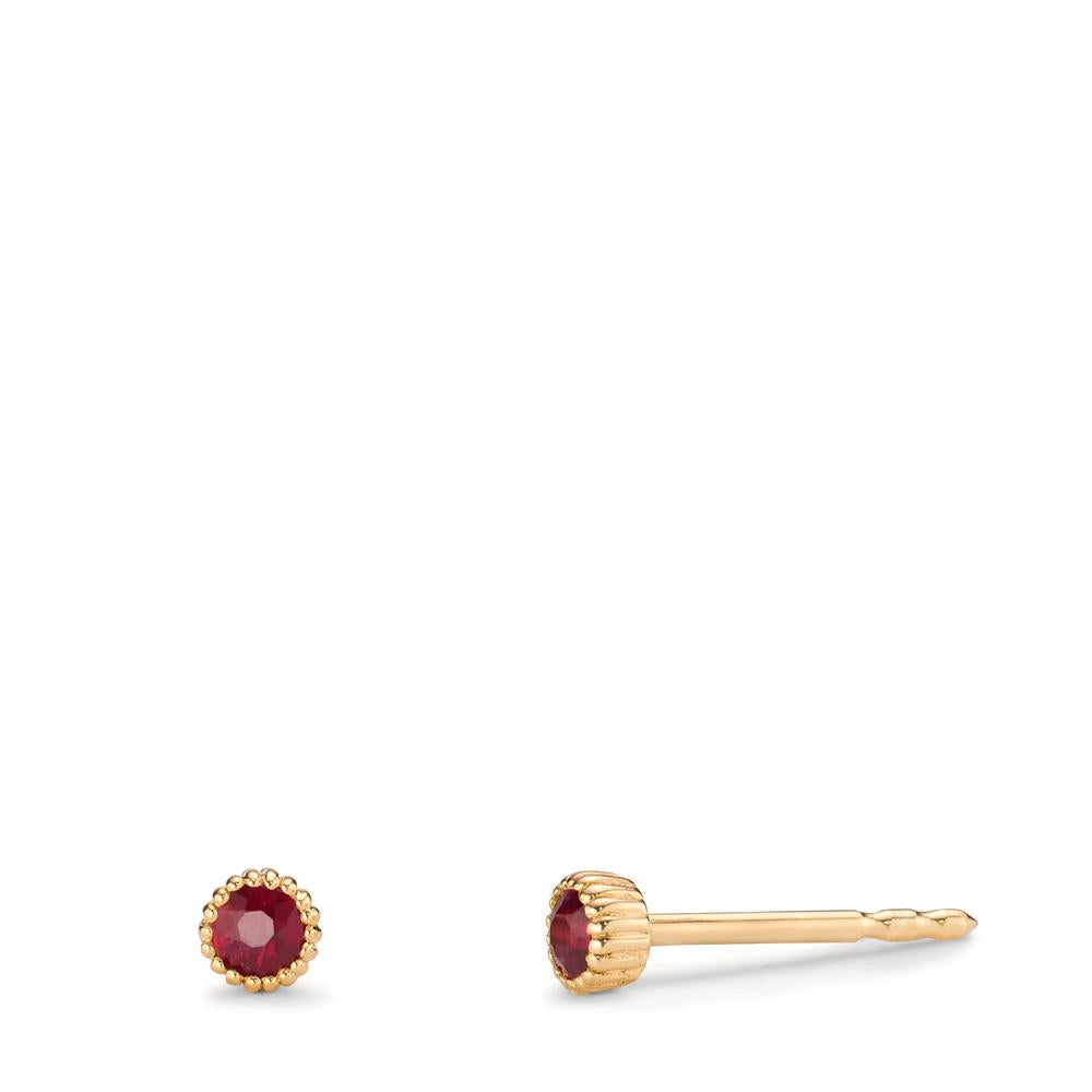 Stud earrings 14k Yellow Gold Ruby 0.15 ct, 2 Stones Ø3 mm