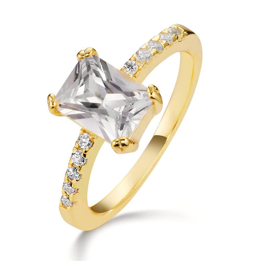 Ring Silver Zirconia 11 Stones Yellow Gold plated