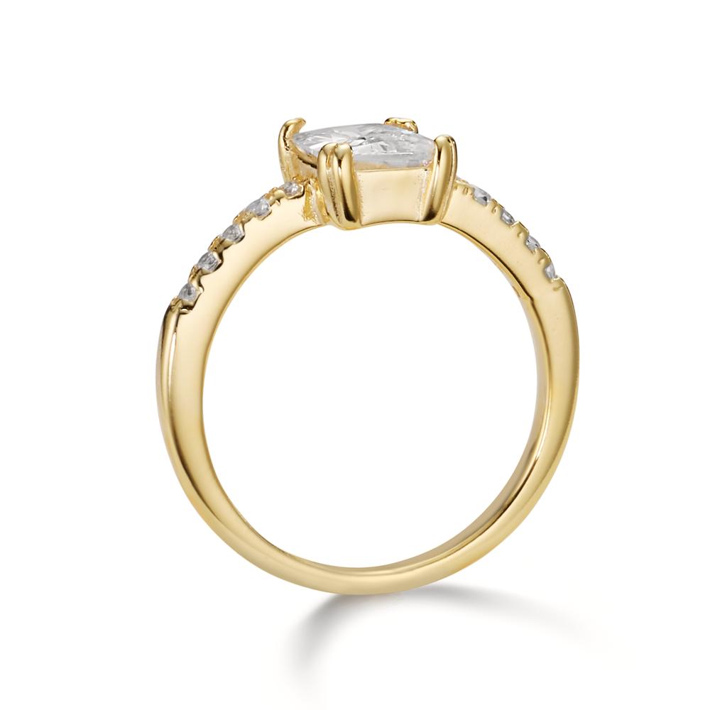 Ring Silver Zirconia 11 Stones Yellow Gold plated