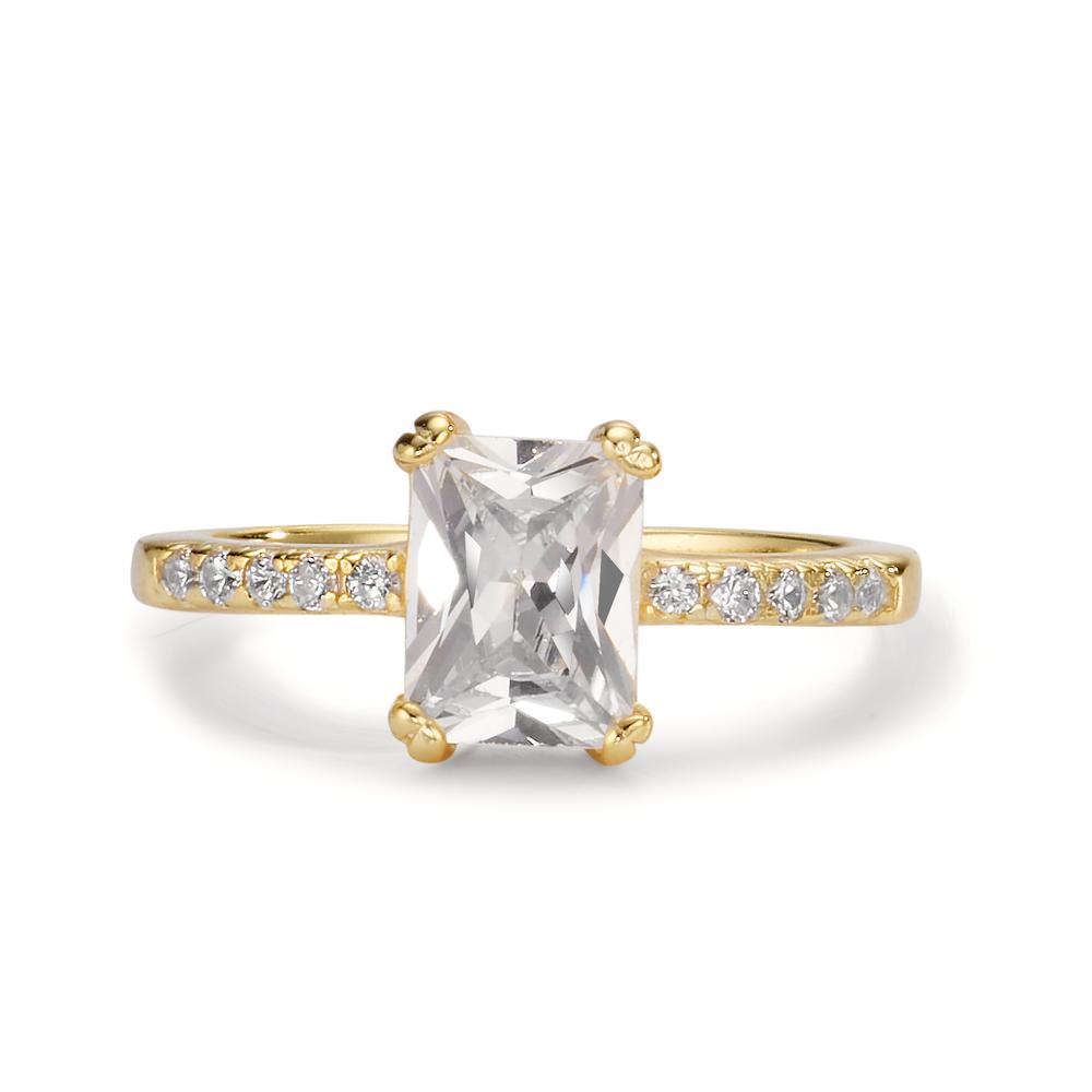 Ring Silver Zirconia 11 Stones Yellow Gold plated