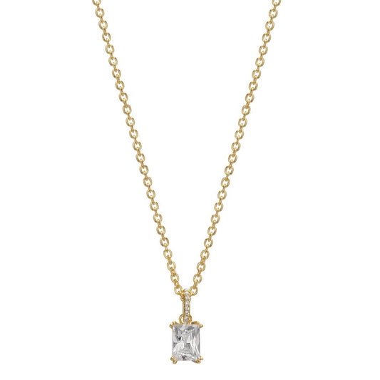 Necklace with pendant Silver Zirconia 8 Stones Yellow Gold plated 40-42 cm